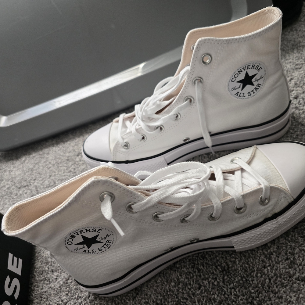 Converse All Star White Platform Canvas High-Tops